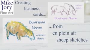 Bleat about the business cards - En plein air watercolour sheep sketches